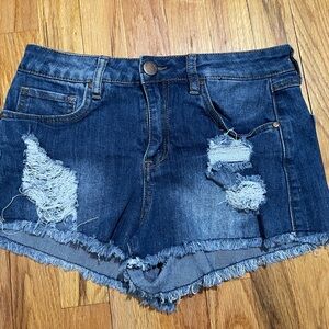Dollhouse Distressed Blue Jean Shorts Raw Hem